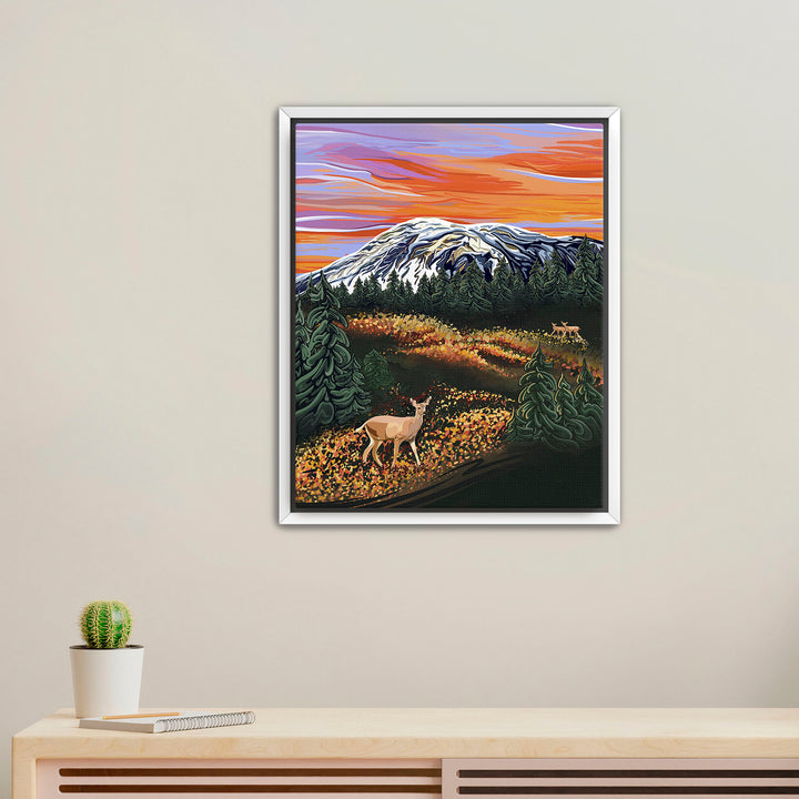 Autumn Majesty – Mount Rainier & Deer Wall Art