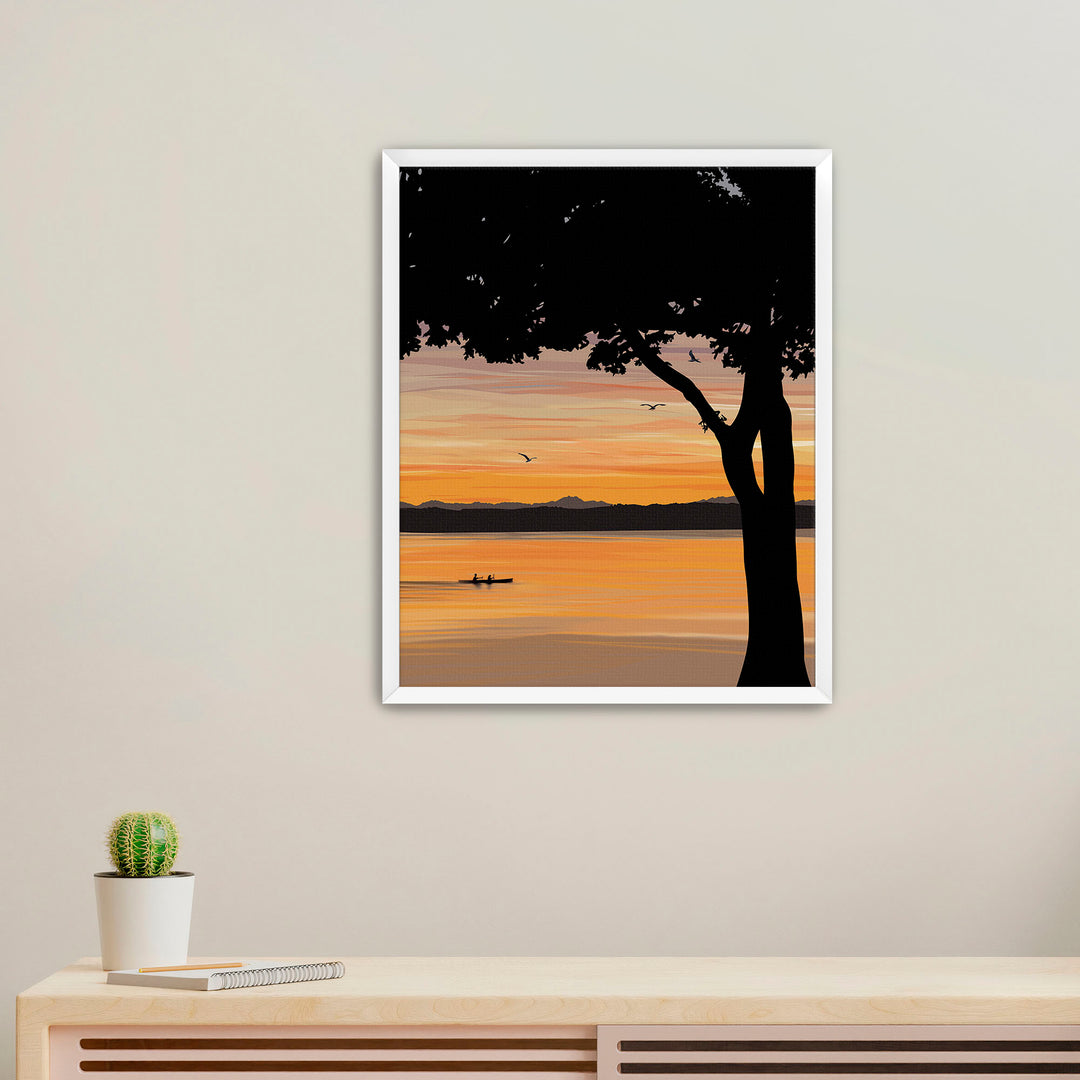 Evening Drift – Kayak Sunset Pacific Northwest Giclée Wall Art
