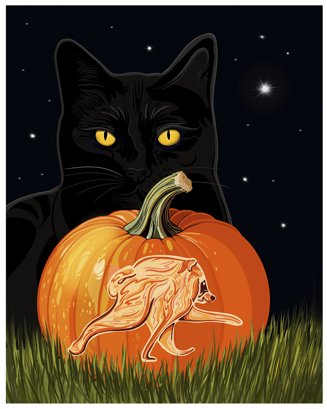 Jimothy-O’-Lantern Raccoon Halloween Art Print | Linda Sholberg