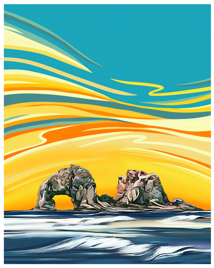 Twin Rocks Sunset - Rockaway Beach Oregon Coast Wall Art
