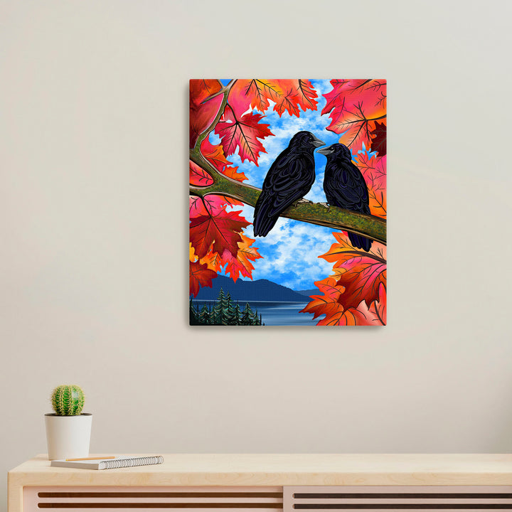 Autumn Companions – Crow Pacific Northwest Giclée Wall Art