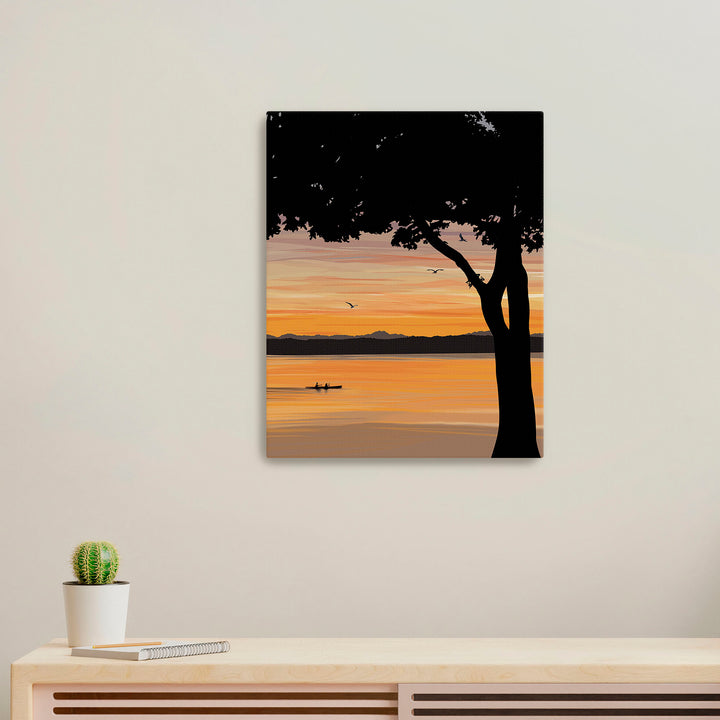 Evening Drift – Kayak Sunset Pacific Northwest Giclée Wall Art