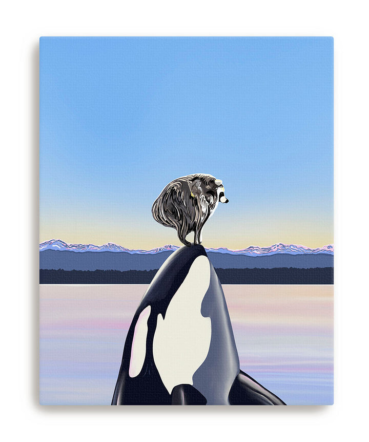 Whale Hello, Jimothy! – Jimothy Raccoon & Orca Art Print